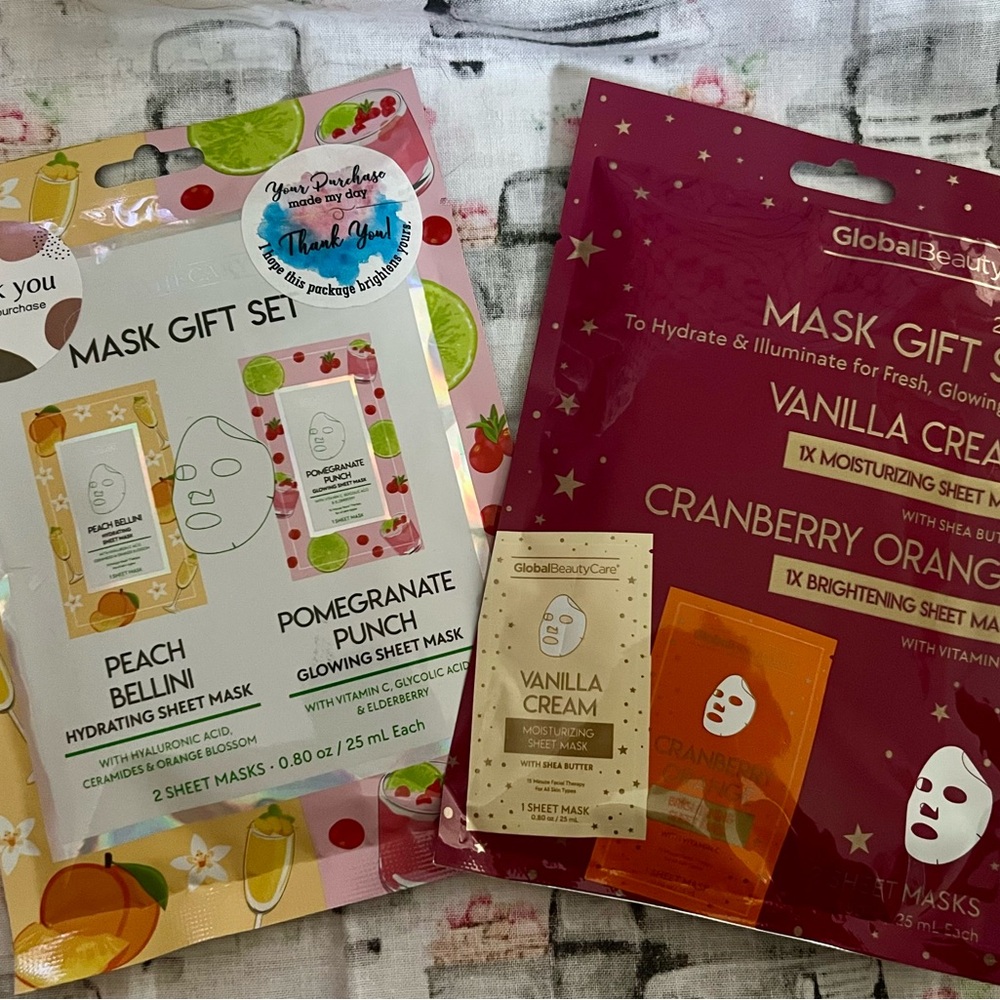 Face Mask Set-Orange Cranberry,Vanilla Cream,Peach Bellini, Pomegranate Punch🍊